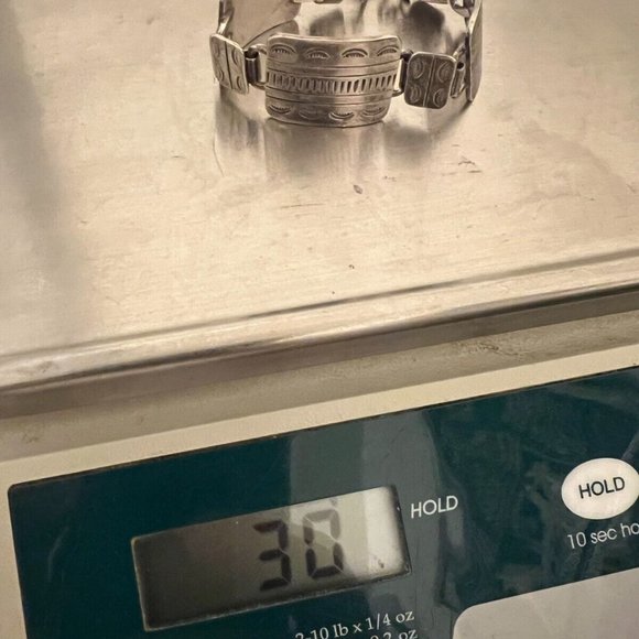 Vintage JP Sterling Silver Marquise Repousse Panel Link Bracelet 7" L, 30 Grams - Picture 15 of 15